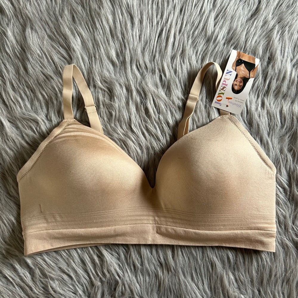 Joyspun Wireless Bra Womens Size XXL/2X Beige Wirefree Back Closure Stretchy